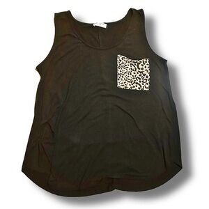 black tank with leopard print pocket